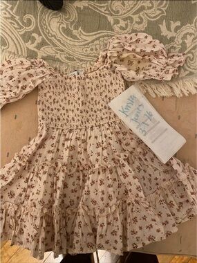 Ivy City Co Cream Floral Tiered Smocked Dress